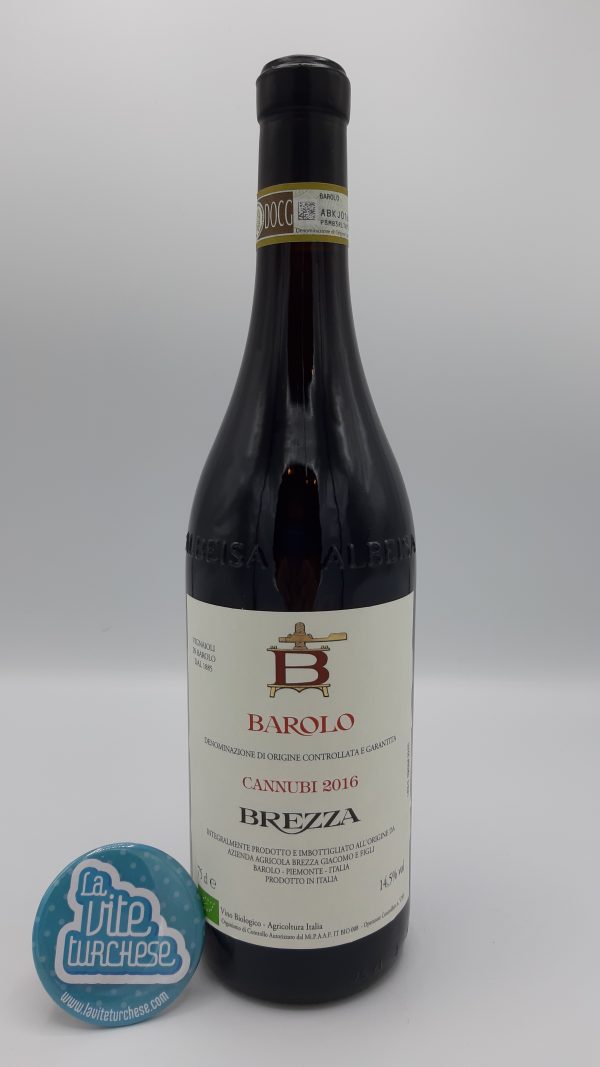 Piedmont red wine fine traditional artisan Barolo cru Cannubi obtained from nebbiolo grapes perfect with red meat and cheeses