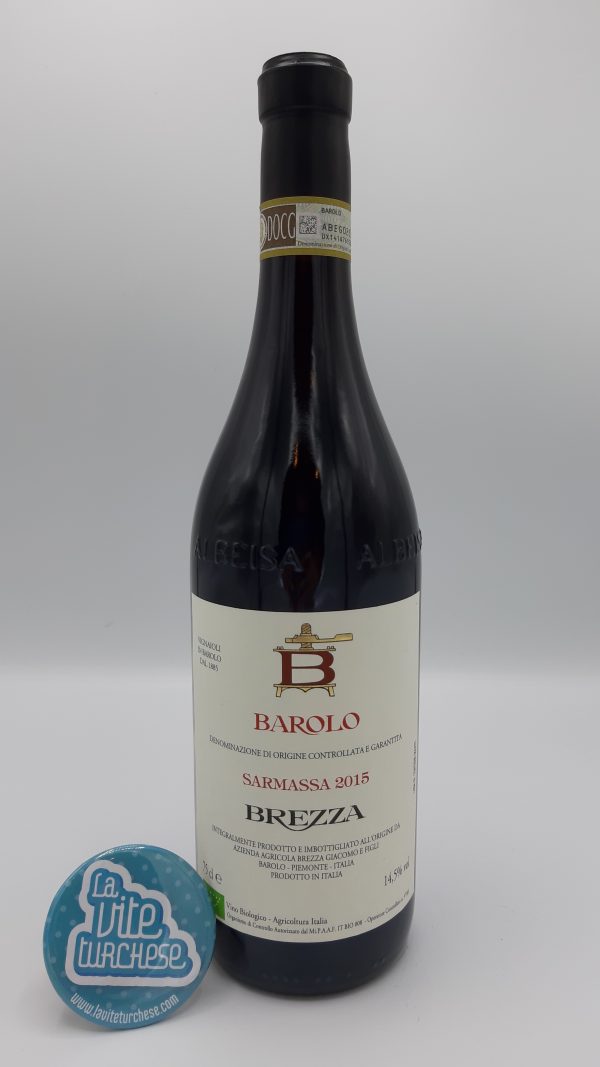 Piedmont red wine fine traditional artisan Barolo cru Sarmassa obtained from only nebbiolo grapes perfect with red meat