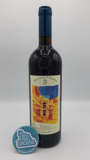 Piedmont red wine traditional artisanal Barolo cru Cannubi obtained from Nebbiolo grapes alone, perfect with red meat and cheeses
