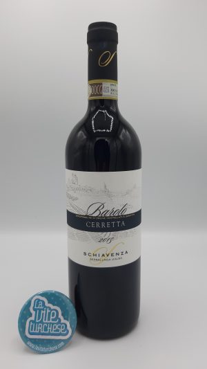 Piedmont red wine traditional artisanal Barolo cru Cerretta obtained only from Nebbiolo grapes perfect with red meat and aged cheeses