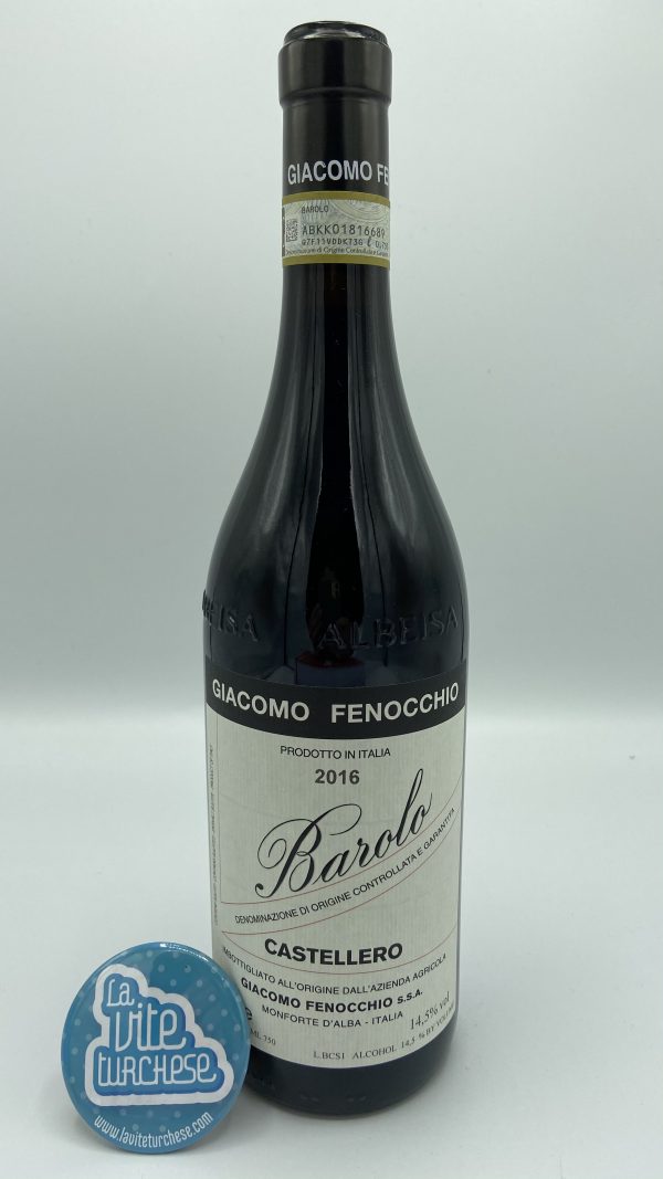 Piedmontese red wine traditional artisanal Barolo cru Castellero obtained with only Nebbiolo grapes perfect with cheeses and raw meat