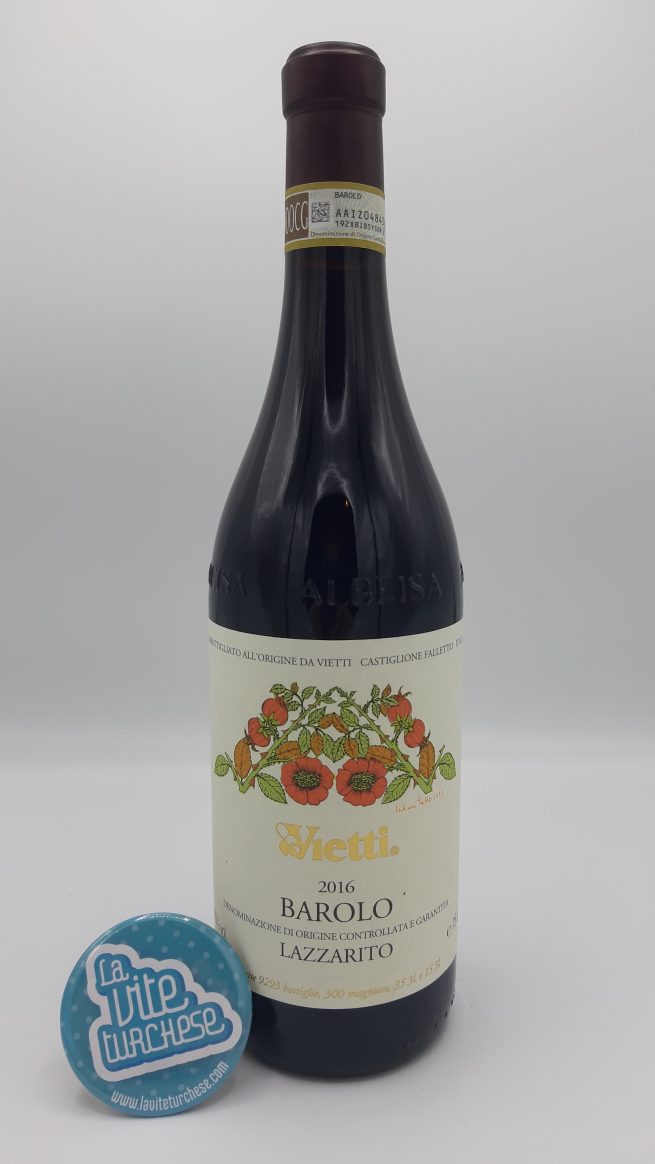 Vino rosso Piemonte pregiato artigianale moderno Barolo cru Lazzarito Serralunga d'Alba ottenuto da sola uva nebbiolo perfetto con la selvaggina