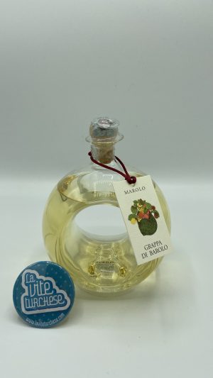 distillate grappa di Barolo Foro Piemonte Langhe bottle hand blown glass boutique discontinuous still Nebbiolo pomace perfect as a digestive or with chocolate