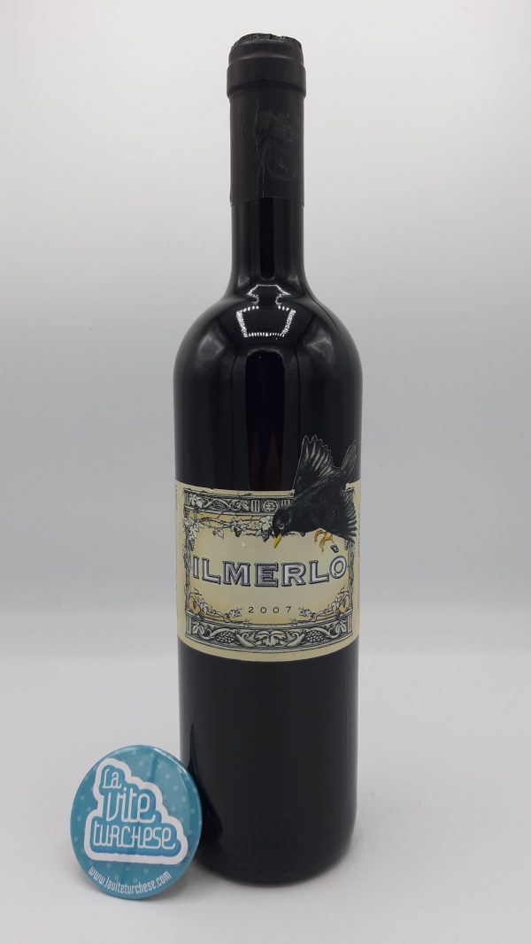 Vino rosso Piemonte artigianale pregiato produzione limitata Langhe ottenuto da sola uva merlot perfetto con selvaggina e carni rosse