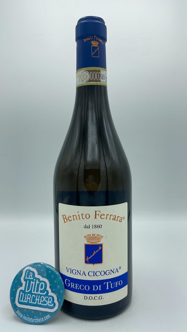 Benito Ferrara – Greco di Tufo Vigna Cicogna prodotto in Irpinia in Campania, vinificato in vasche di acciaio.