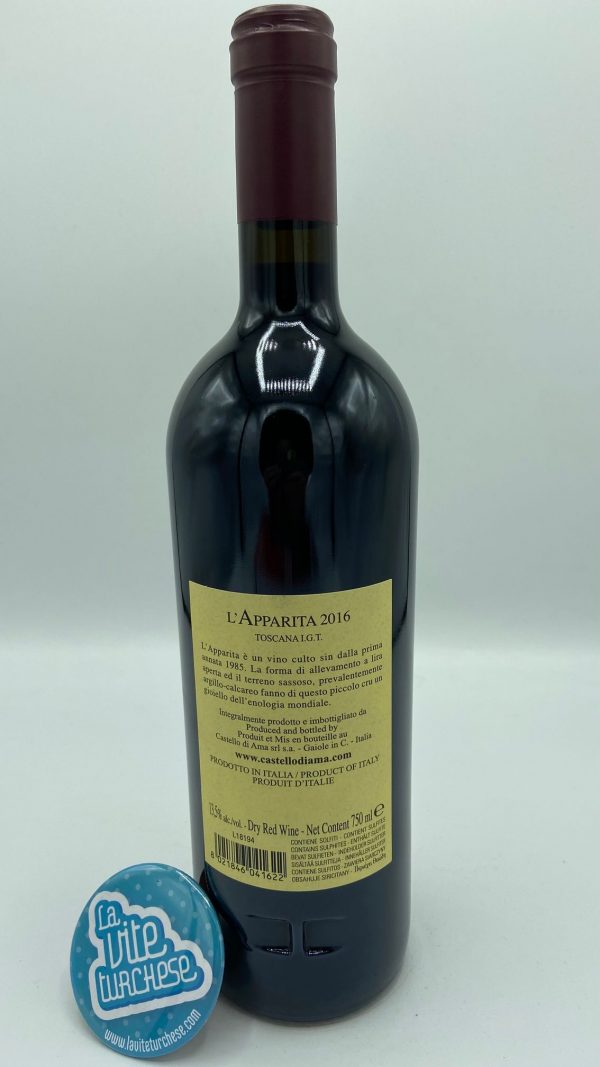 Tuscan red wine Ama Gaiole in Chianti merlot grapes