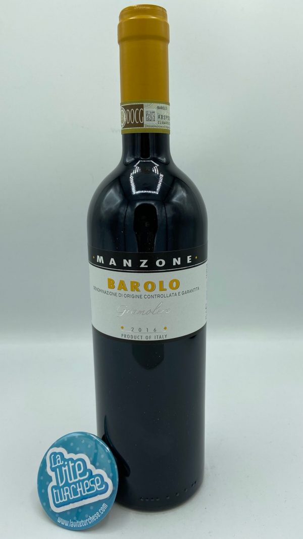 Red wine Barolo DOCG cru Gramolere monforte d'Alba fine traditional craftsmanship produced only in the best vintages produced with Nebbiolo grapes perfect with roasted red meat and game
