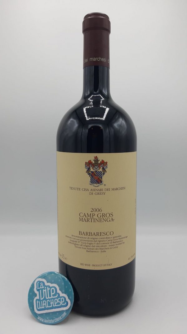 Red wine Barbaresco cru Martinenga Camp Gros fine artisan historical cellar limited production produced only in the best years produced with only nebbiolo grapes perfect with roast veal