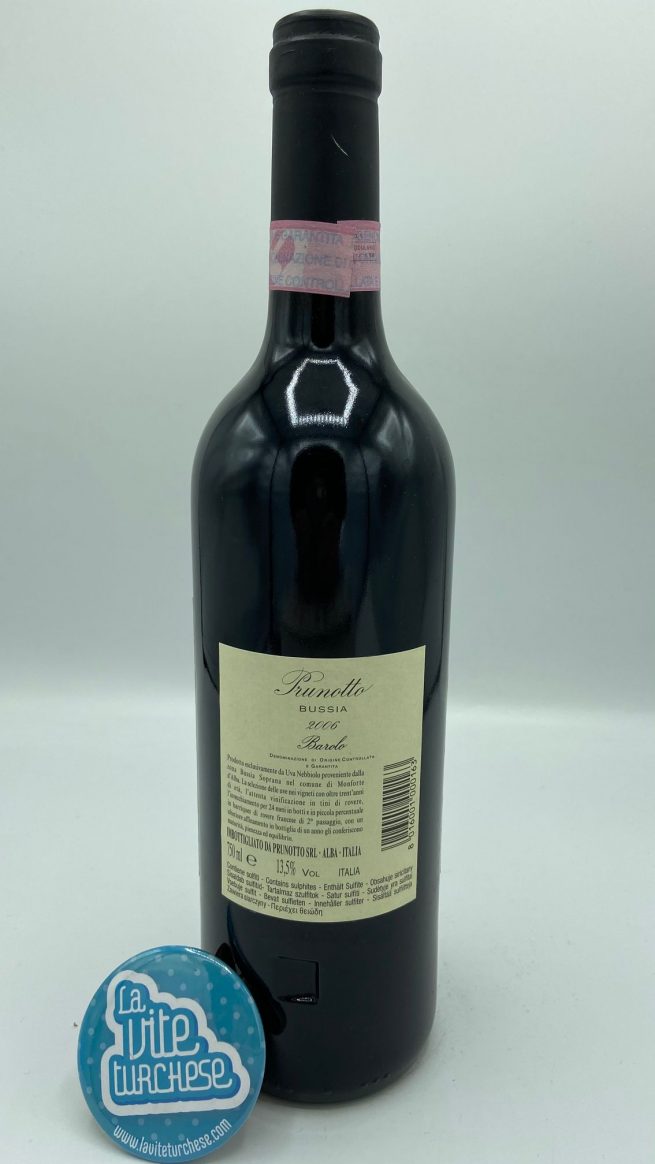 Prunotto – Barolo Bussia – 2006 – back Prunotto – Barolo Bussia – 2006 – back