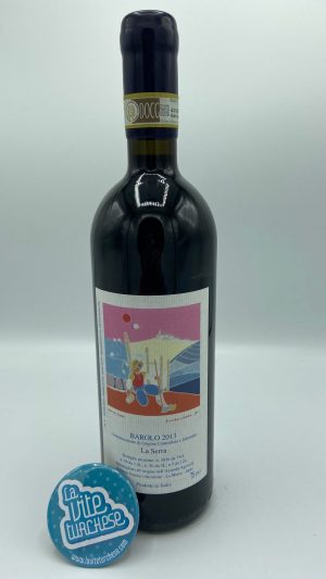 red wine Barolo cru La Serra La Morra Langhe Piemonte Unesco modern low yields Barolo Boys full bodied elegant tannins scents of tobacco vintage made with nebbiolo grape perfect with game and chocolate