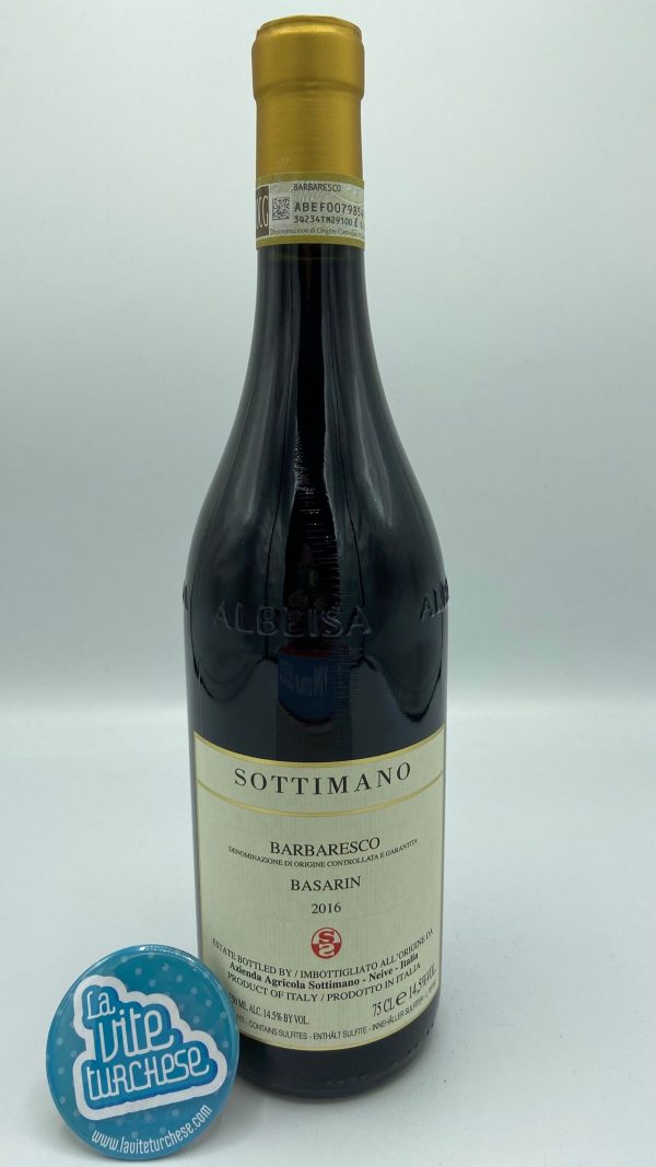 Red wine Barbaresco cru Basarin Neive fine artisan limited production produced with perfect Nebbiolo with game