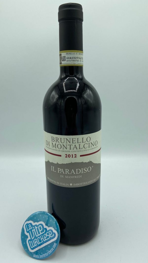red wine Tuscany Brunello di Montalcino family management boutique triple A traditional large barrel austere full obtained with only Sangiovese grapes perfect with the Florentine meat