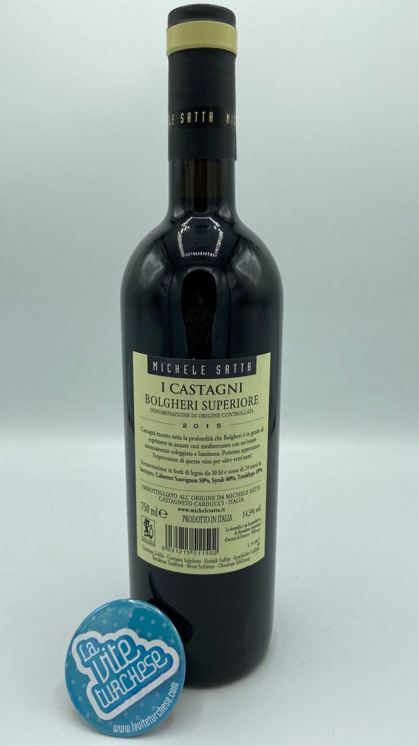 Bolgheri Superiore red wine Toscana grapes cabernet sauvignon, merlot and teroldego