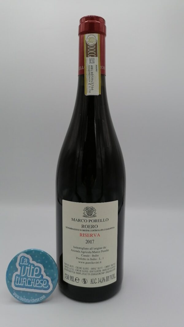 Marco Porello - Roero San Michele Riserva - 2017 - back Marco Porello - Roero Riserva San Michele produced in the vineyard of the same name located in Canale in the Roero, only 3800 bottles.