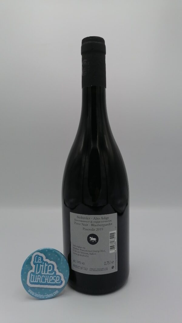 Gump Hof - Pinot Nero Praesulis prodotto nella valle Isarco in Alto Adige, vinificato per 12 mesi in barrique.