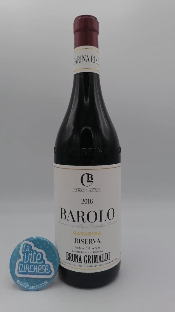Bruna Grimaldi – Barolo Badarina Riserva prodotto nell'omonima vigna situata a Serralunga solamente nelle grandi annate. 700 bottiglie.
