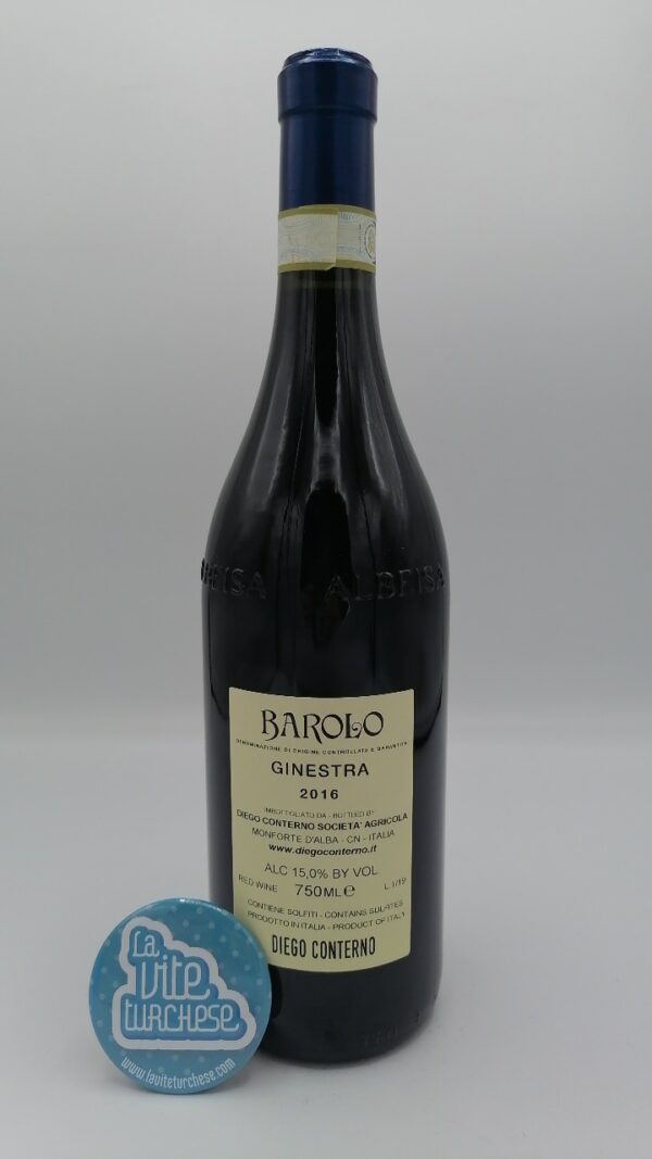 Diego Conterno - Barolo Ginestra - 2016 - back Diego Conterno – Barolo Ginestra prodotto nell'omonima vigna situata a Monforte d'Alba, messo in commercio dopo 5 anni di invecchiamento.