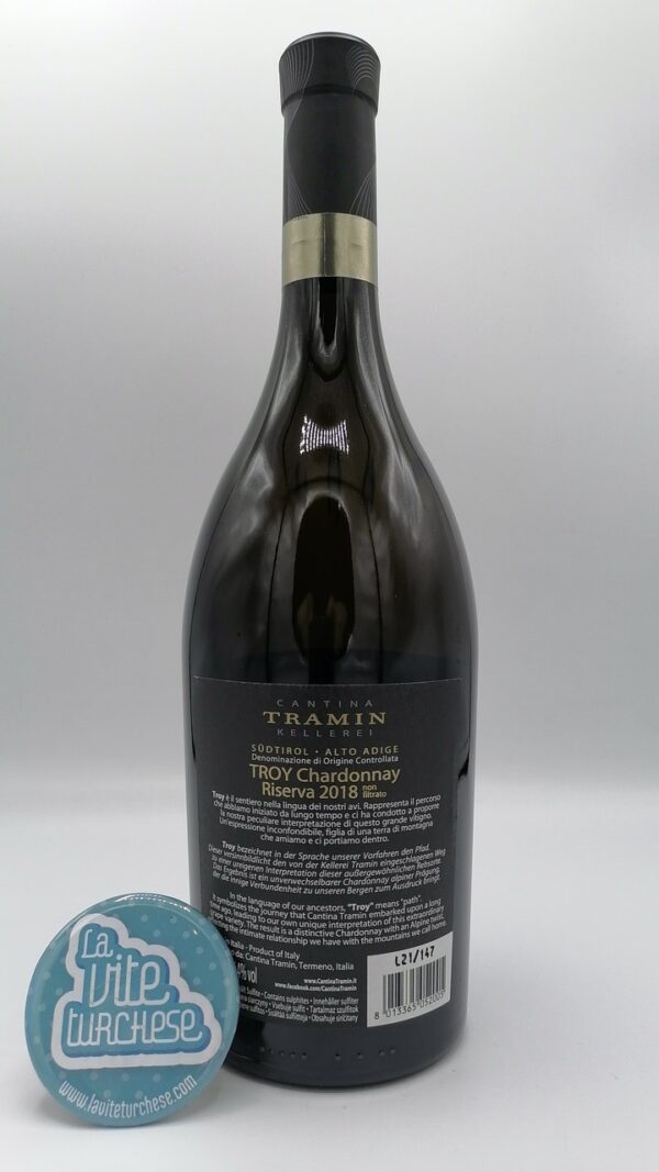 Tramin - Troy Chardonnay Riserva made from only Chardonnay grapes in 6000 bottles, aged in barrique for 11 months.