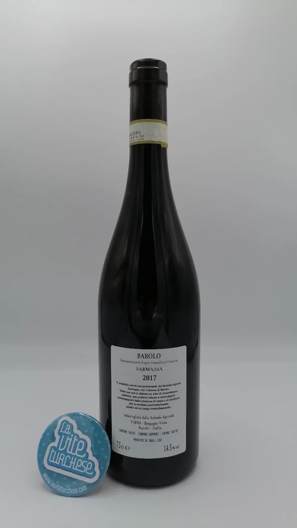 Virna - Barolo Sarmassa - 2017 - back.jpg Virna - Barolo Sarmassa produced in the vineyard of the same name located in the village of Barolo, famous for giving nebbiolos with balsamic scents.