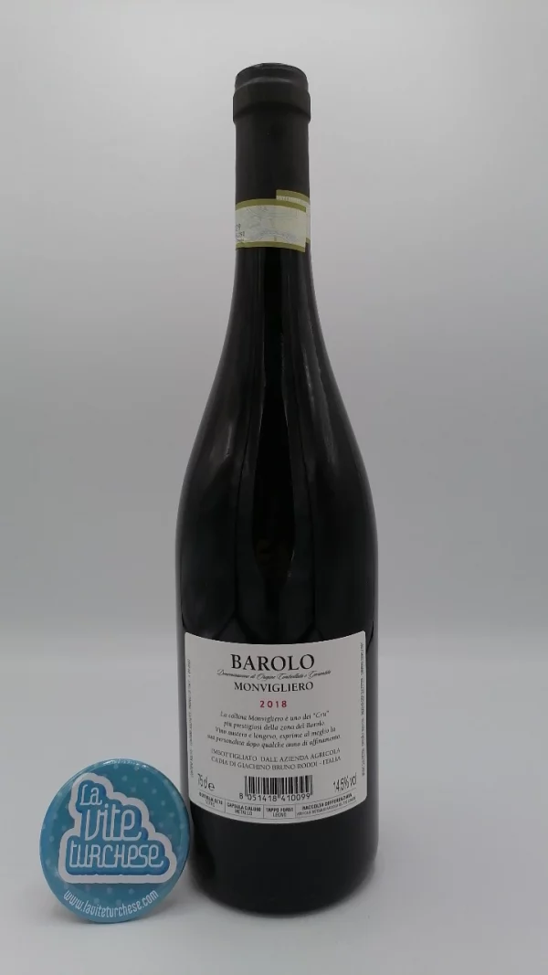 Cadia – Barolo Monvigliero – 2018 - back Cadia - Barolo Monvigliero produced in the vineyard of the same name located in the village of Verduno, considered one of the most elegant and refined plots.