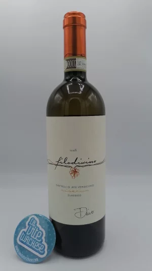 Filodivino – Dino Verdicchio dei Castelli di Jesi Riserva prodotto nelle Marche da piante di 45 anni con delle rese per ettaro molto basse.