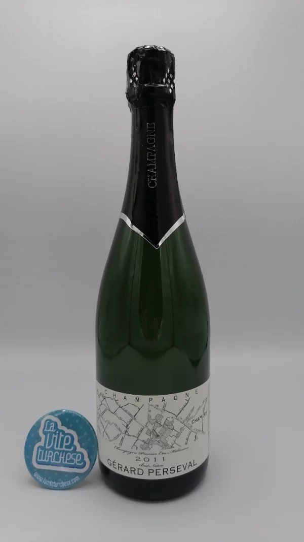 Champagne Premier Cru Brut Nature millesimo 2011 prodotto a Chamery nella Montagne di Reims da Gerard Perseval.