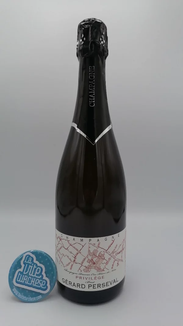 Champagne Privilège 1er cru Brut prodotto a Chamery nella Montagna di Reims da Gerard Perseval, piccola cantina di soli 12 ettari.