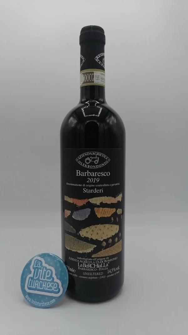 Olek Bondonio – Barbaresco Starderi prodotto nell'omonima vigna situata nel comune di Neive nelle Langhe, famoso per dare vini di carattere.