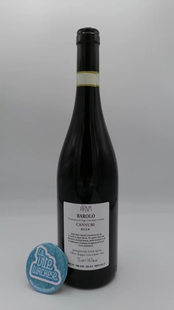 Virna - Barolo Cannubi produced in the most historic and qualitative vineyard of the Barolo appellation, with 65-year-old plants.