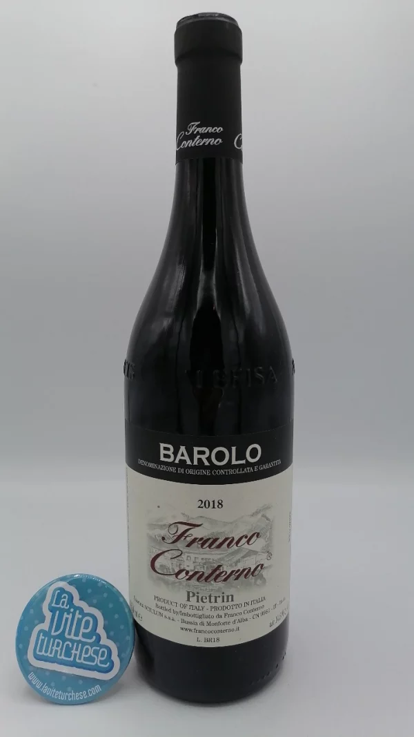 Franco Conterno – Barolo Pietrin prodotto con l'insieme di vigne situate tra Monforte d'Alba, Castiglione Falletto e Novello.