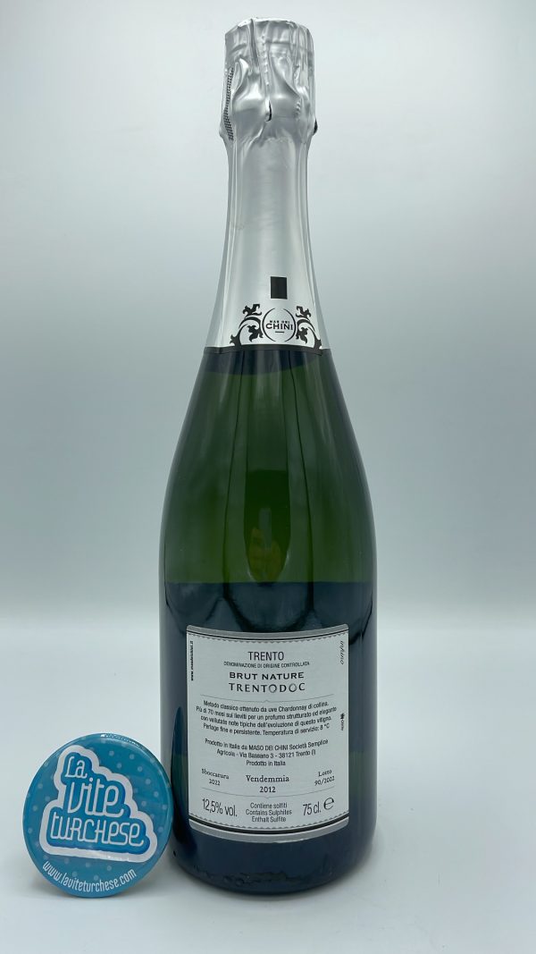 Mas dei Chini – Inkino Nature Trento – 2012 - back Mas dei Chini - Inkino Nature Trento made with only Chardonnay grapes with a 70-month fermentation on the lees.