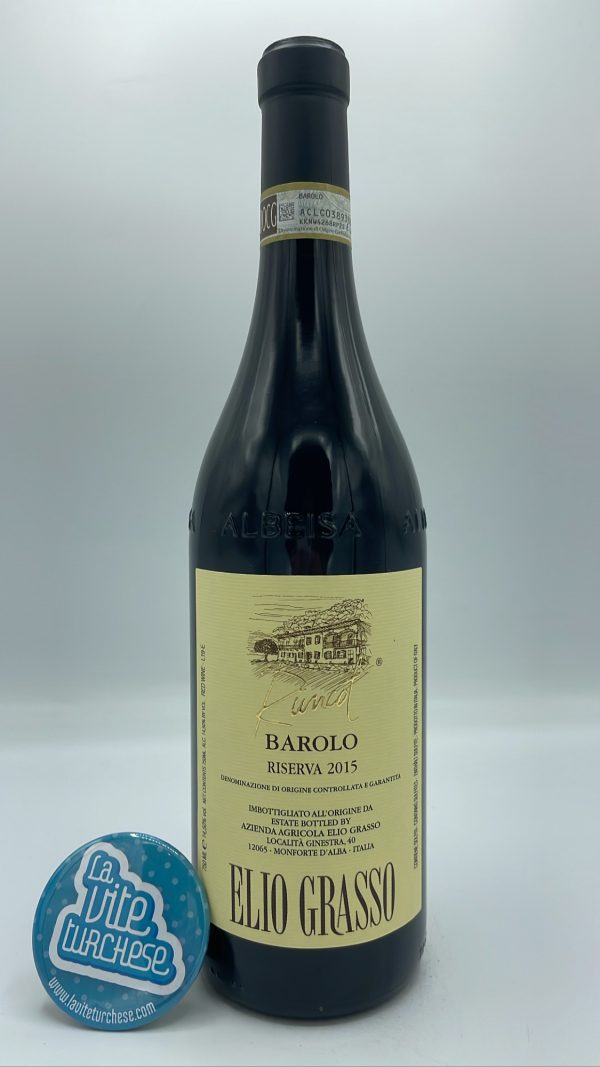 Elio Grasso – Barolo Runcot Riserva prodotto nella sotto zona Gavarini nella vigna Ginestra, ha svolto l'invecchiamento di 7 anni in cantina.