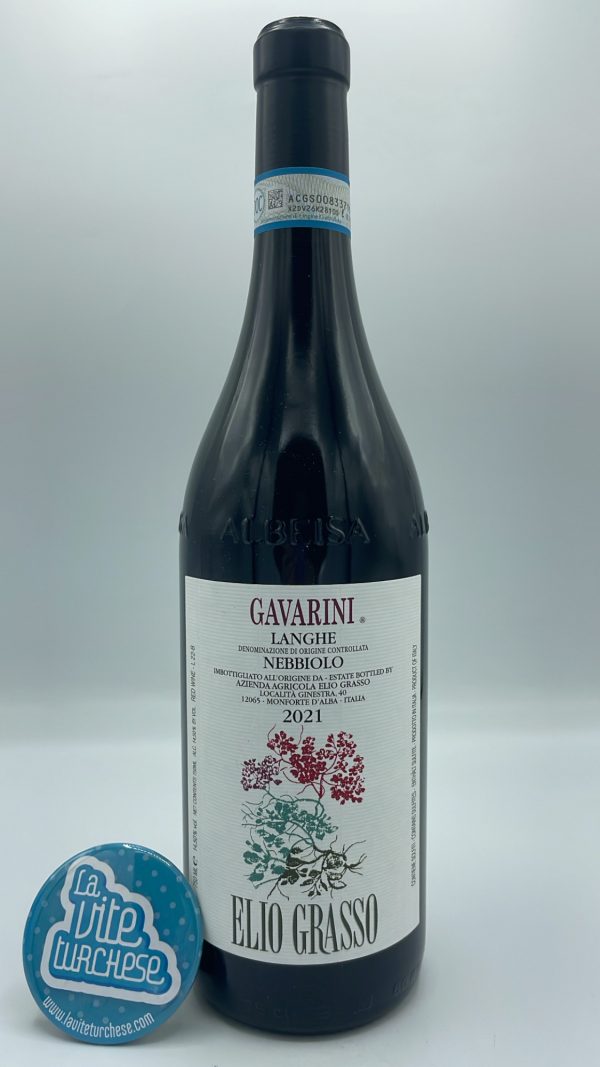 Elio Grasso – Langhe Nebbiolo Gavarini prodotto con le piante più giovani di Nebbiolo nella vigna Ginestra a Monforte, vinificato in vasche di acciaio.
