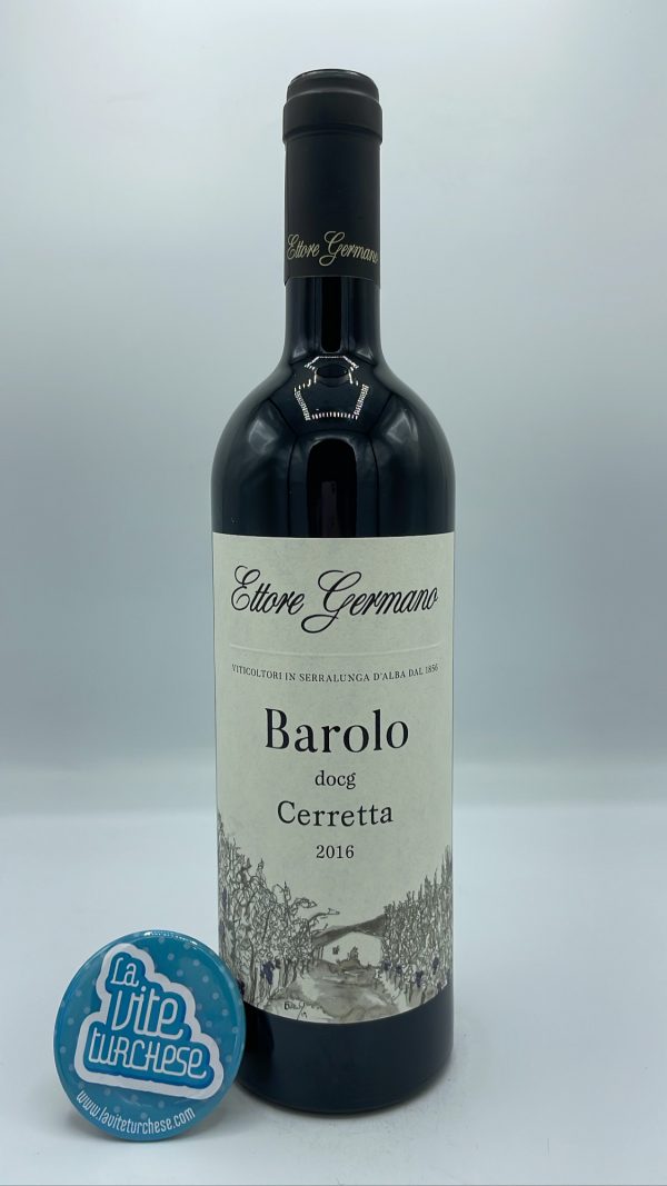 Ettore Germano – Barolo Cerretta prodotto nell'omonima vigna a Serralunga con piante di 50 anni, vinificato per 24 mesi in botti.