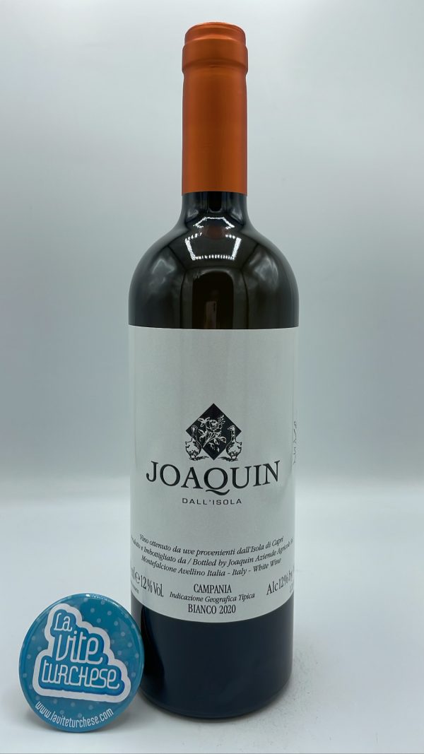 Joaquin – Dall'Isola Campania Bianco prodotto nell'isola di Capri in sole 2000 bottiglie, con una raccolta tardiva.