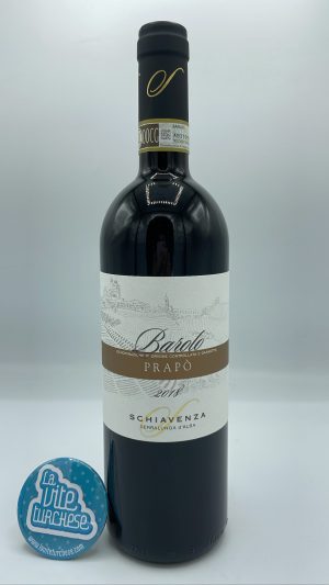 Schiavenza - Barolo Prapò produced in the upper part of Serralunga with tuffaceous limestone soils, aged in oak for 3 years.