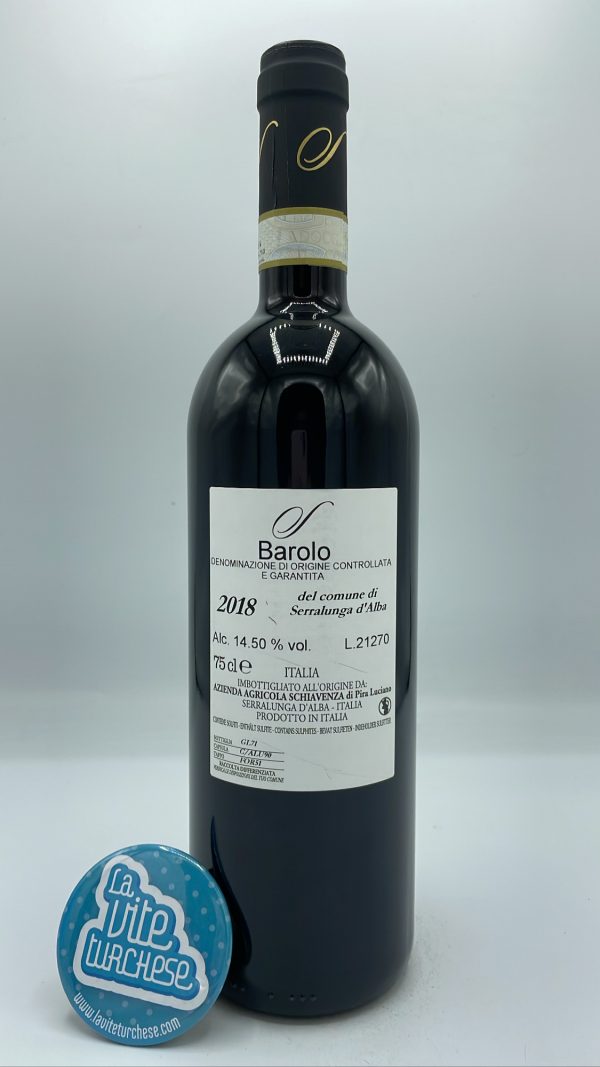 Schiavenza - Barolo del Comune di Serralunga produced from several vineyards located in Serralunga, with limestone soils.