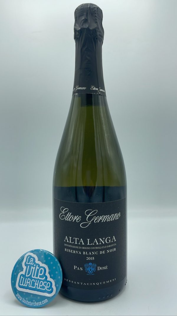 Ettore Germano – Alta Langa Riserva Blanc de Noir prodotto con uva Pinot Nero a Cigliè in Alta Langa, 65 mesi sui lieviti.