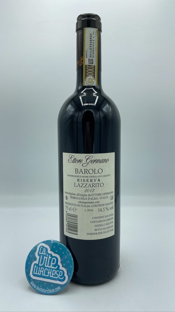 Ettore Germano - Barolo Lazzarito Riserva produced with 90-year-old plants in the vineyard of the same name in Serralumga, aged for 7 years in the cellar.