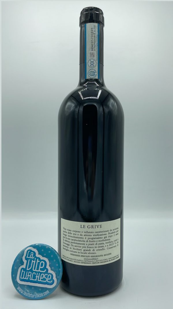 Forteto della Luja – Le Grive Monferrato Rosso – 2021 - back Forteto della Luja - Le Grive Monferrato Rosso produced in Loazzolo in Piedmont's Alta Langa with Pinot Noir and Barbera grapes.