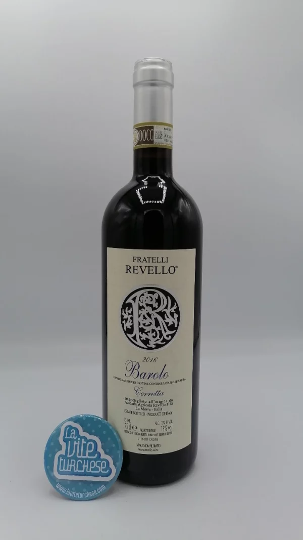 Fratelli Revello - Barolo Cerretta produced in the same vineyard located in Serralunga d'Alba, the wine was aged in barriques and large oak.