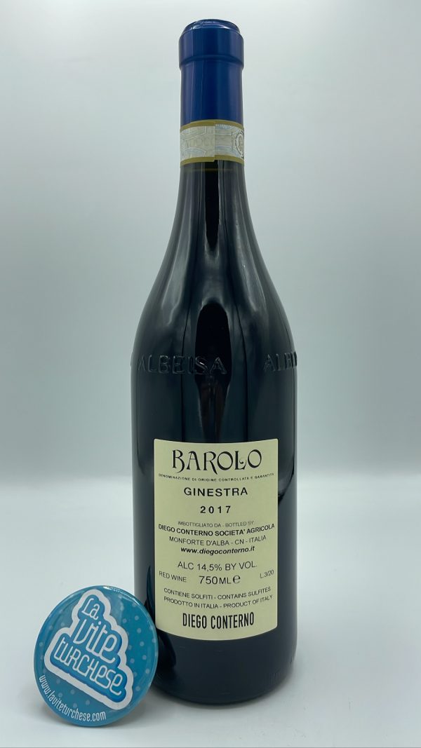 Diego Conterno – Barolo Ginestra – 2017 - back Diego Conterno - Barolo Ginestra produced in the homonymous vineyard in Monforte d'Alba, put on the market after 5 years of aging.