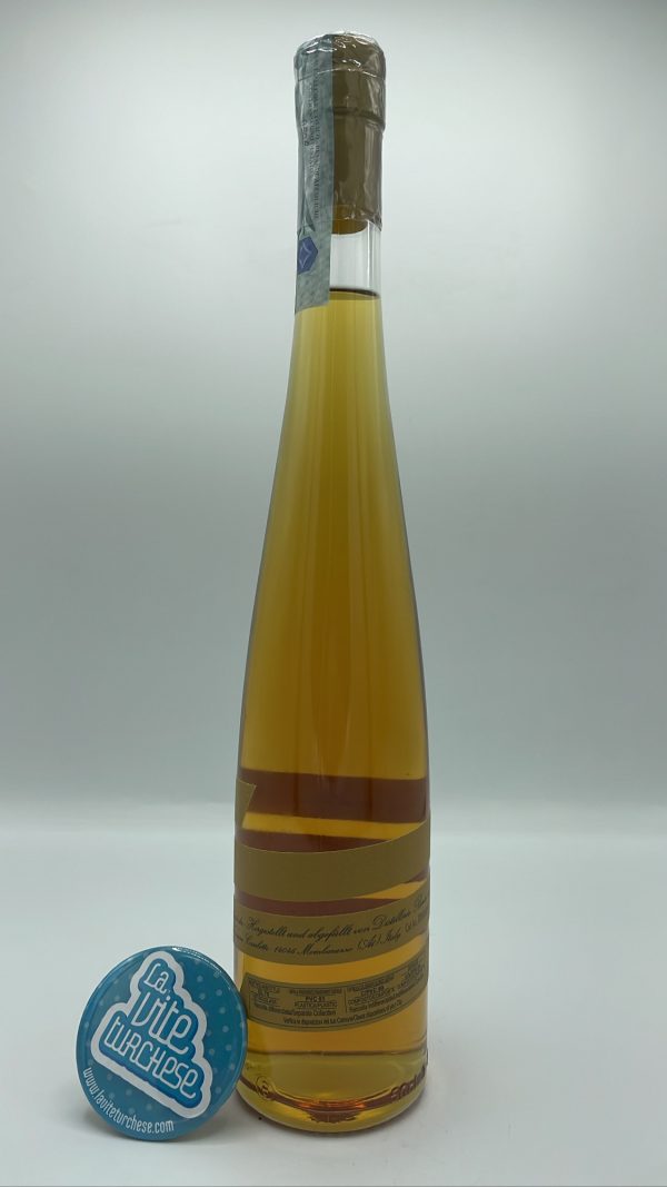 Forteto della Luja – Grappa invecchiata Le Grive - back Forteto della Luja - Le Grive aged grappa made from the pomace of Barbera and Pinot Noir grapes, aged in French barriques.