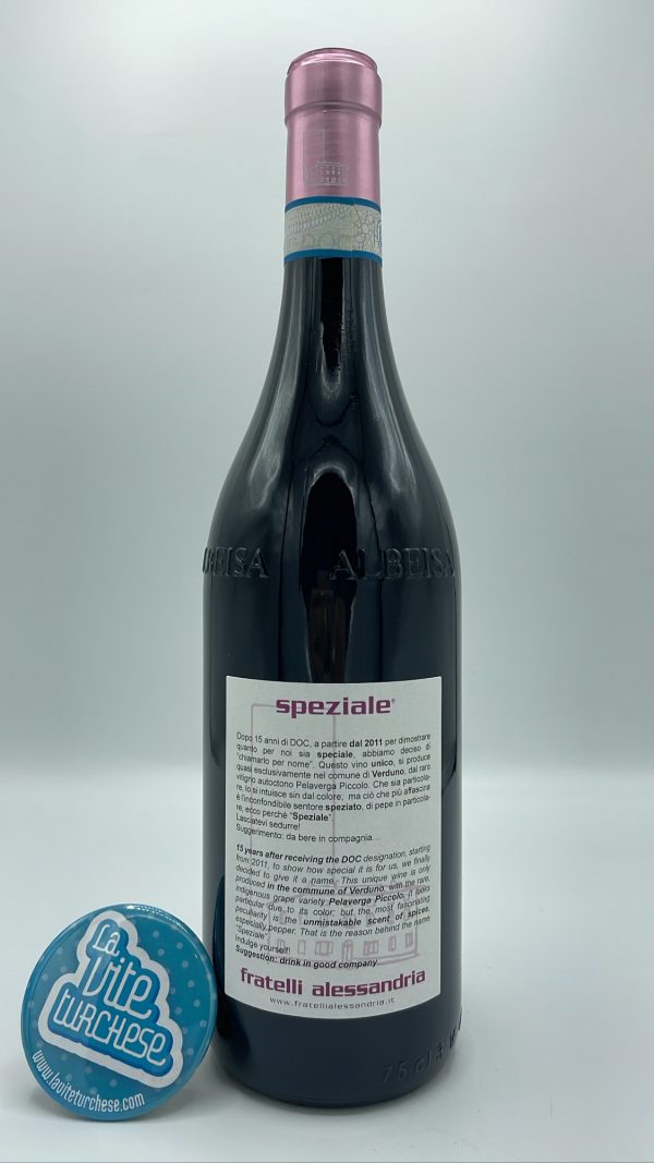 Fratelli Alessandria – Verduno Pelaverga “Speziale” - 2021 - back Fratelli Alessandria - Verduno Pelaverga "Speziale" produced only in Verduno village, vinified in steel and cement tanks.