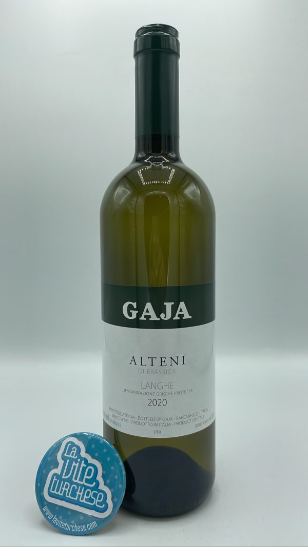 Gaja – Alteni di Brassica prodotto con uva Sauvignon Blanc tra i paesi di Barbaresco e Serralunga, vinificato per 8 mesi in botte.
