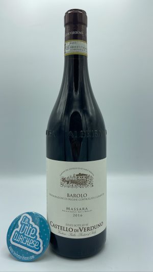 Castello di Verduno – Barolo Massara prodotto nella vigna singola di Verduno, area geologica più giovane della DOCG Barolo.