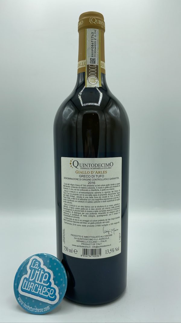 Quintodecimo – Giallo d'Arles Greco di Tufo – 2016 - back