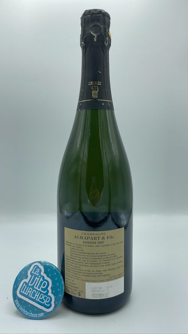 Agrapart & Fils – Champagne Avizoise Grand Cru Blanc de Blanc Extra Brut - 2007 - back Agrapart & Fils – Champagne Avizoise Grand Cru Blanc de Blanc Extra Brut prodotto con sole vigne grand cru nella Cote de Blanc, uva Chardonnay.