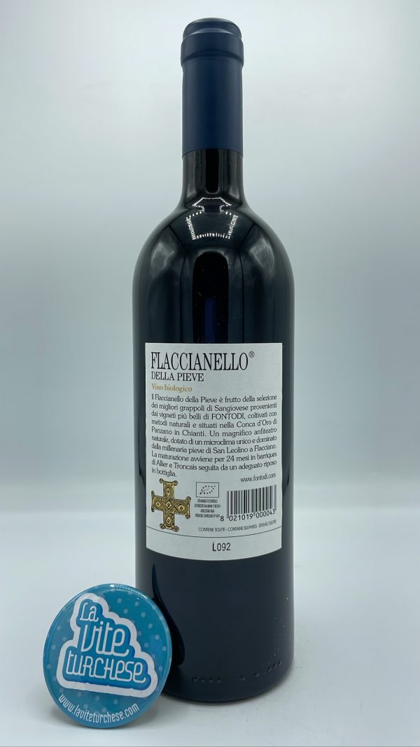 Fontodi – Flaccianello della Pieve Igt – 2019 - back Fontodi - Flaccianello della Pieve Igt produced with only Sangiovese grapes in Panzano in Chianti, aged for 24 months in wooden barrels.