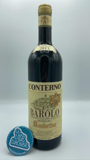 Giacomo Conterno – Barolo Riserva Monfortino considerato il re dei Baroli, proviene dalla vigna singola Francia a Serralunga, affina per 6 anni in cantina.
